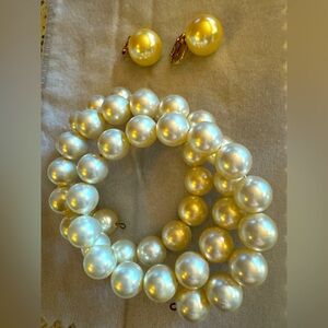 Pearlesque Clip On Earrings/bracelet - classic - wire wrap around bracelet cuff